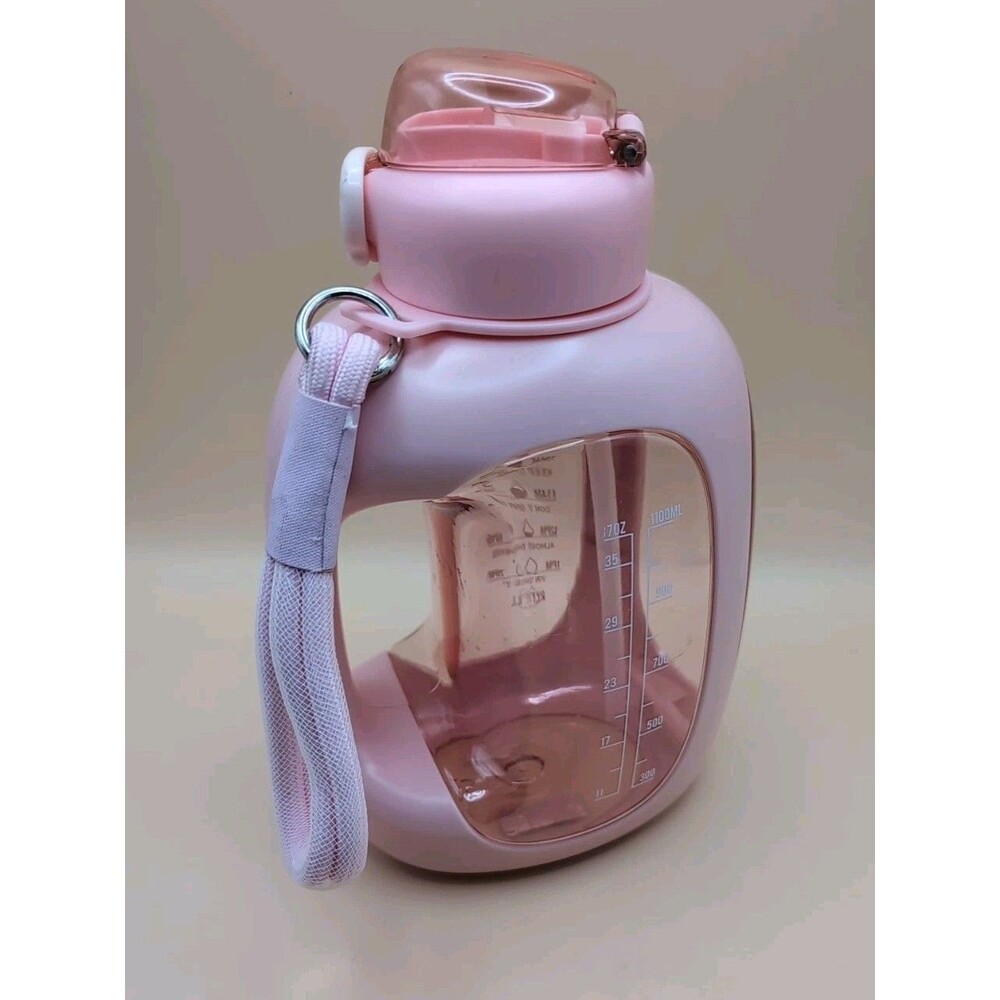Kawaii 1500ml Water Bottle w/ Straw BPA Free Pink Gym Juice Tea Large Plastic
